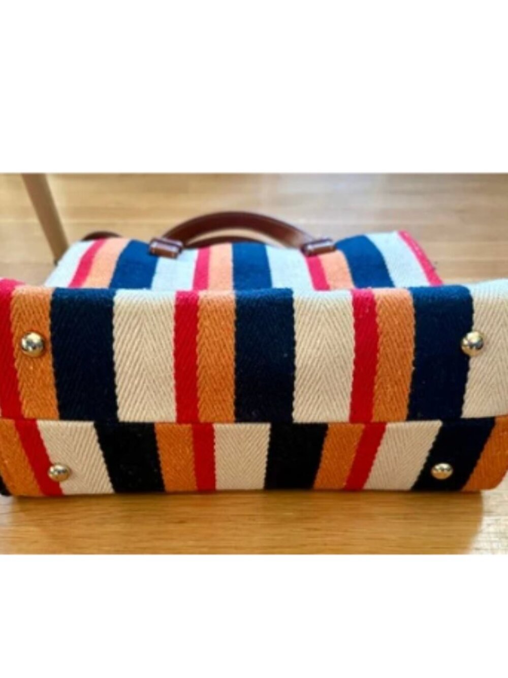 Zara Woman Striped Canvas Tote Crossbody Bag - Picture 2 of 8